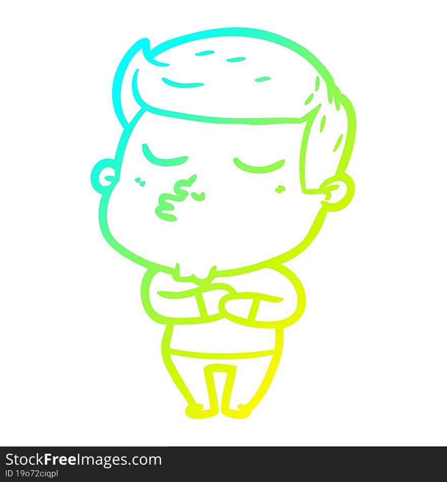 cold gradient line drawing cartoon model guy pouting