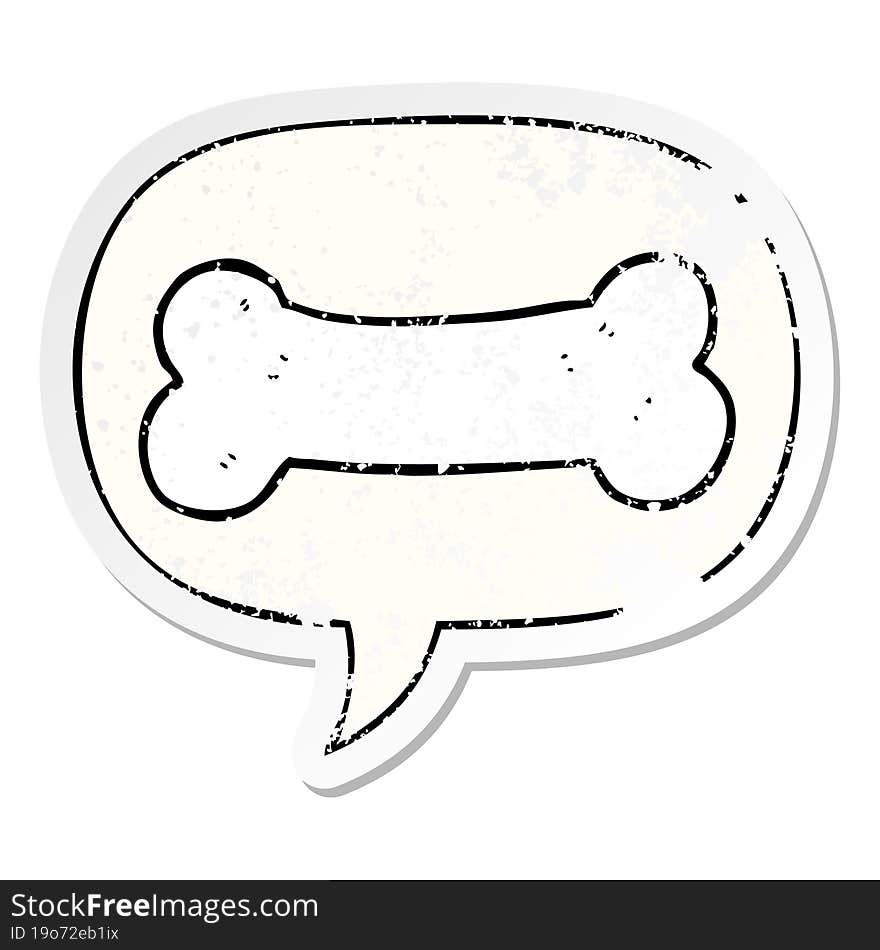 cartoon bone and speech bubble distressed sticker