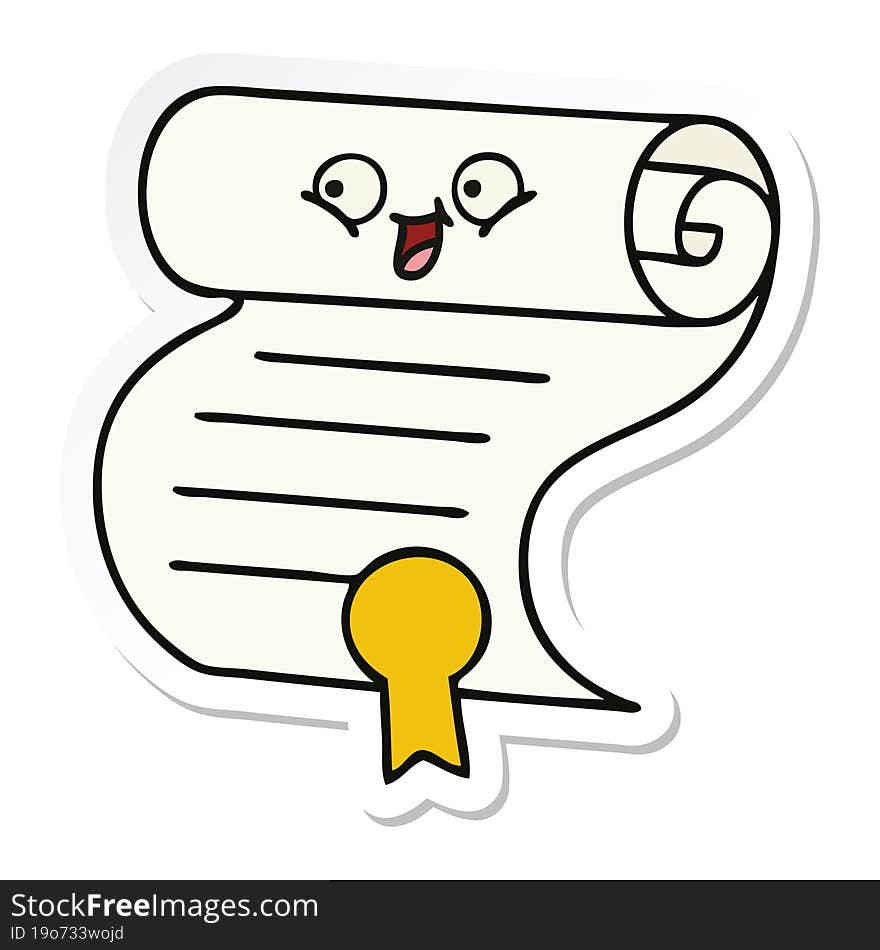 sticker of a cute cartoon contract