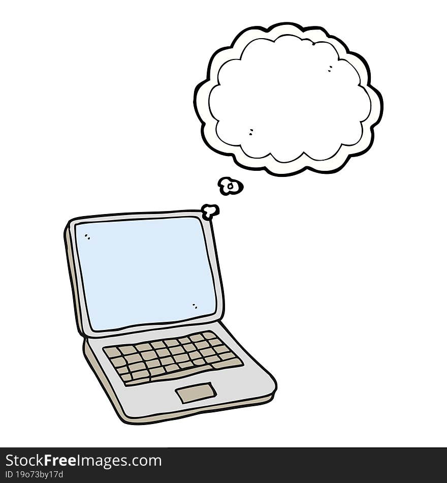 thought bubble cartoon laptop computer