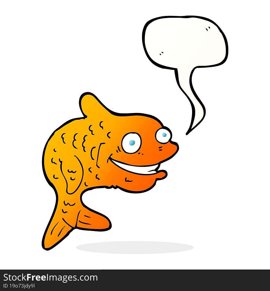 cartoon happy fish with speech bubble