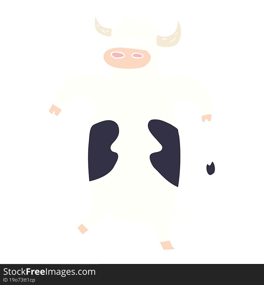 Flat Color Style Cartoon Bull