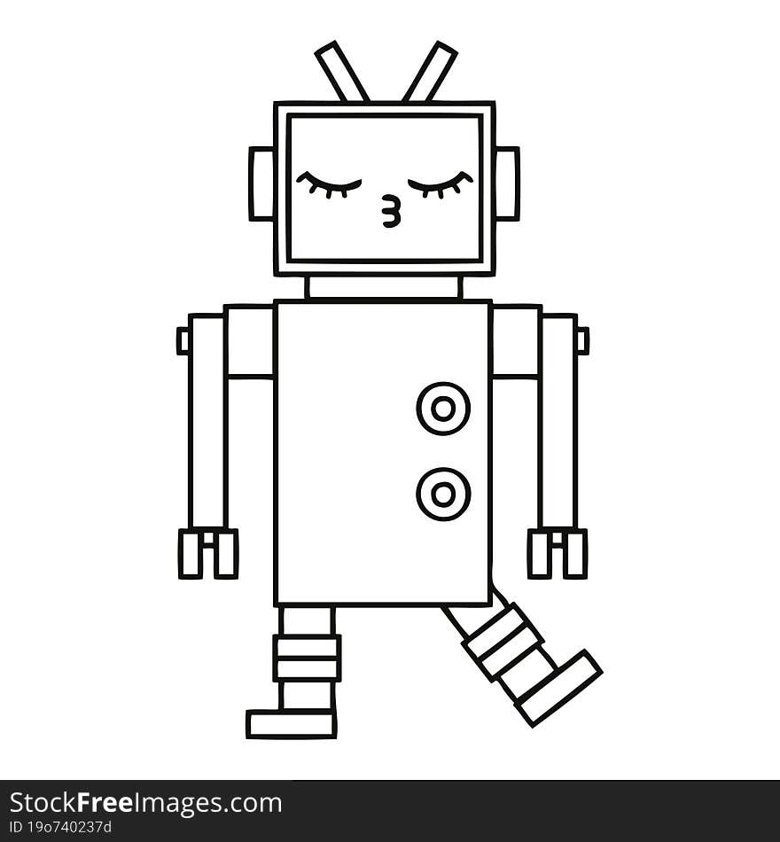 line drawing cartoon of a robot. line drawing cartoon of a robot