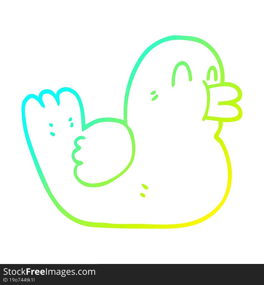 cold gradient line drawing cartoon happy duck