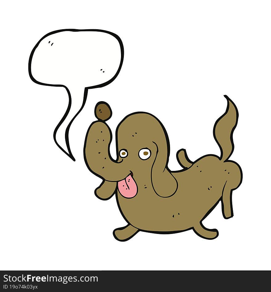 cartoon dog sticking out tongue with speech bubble