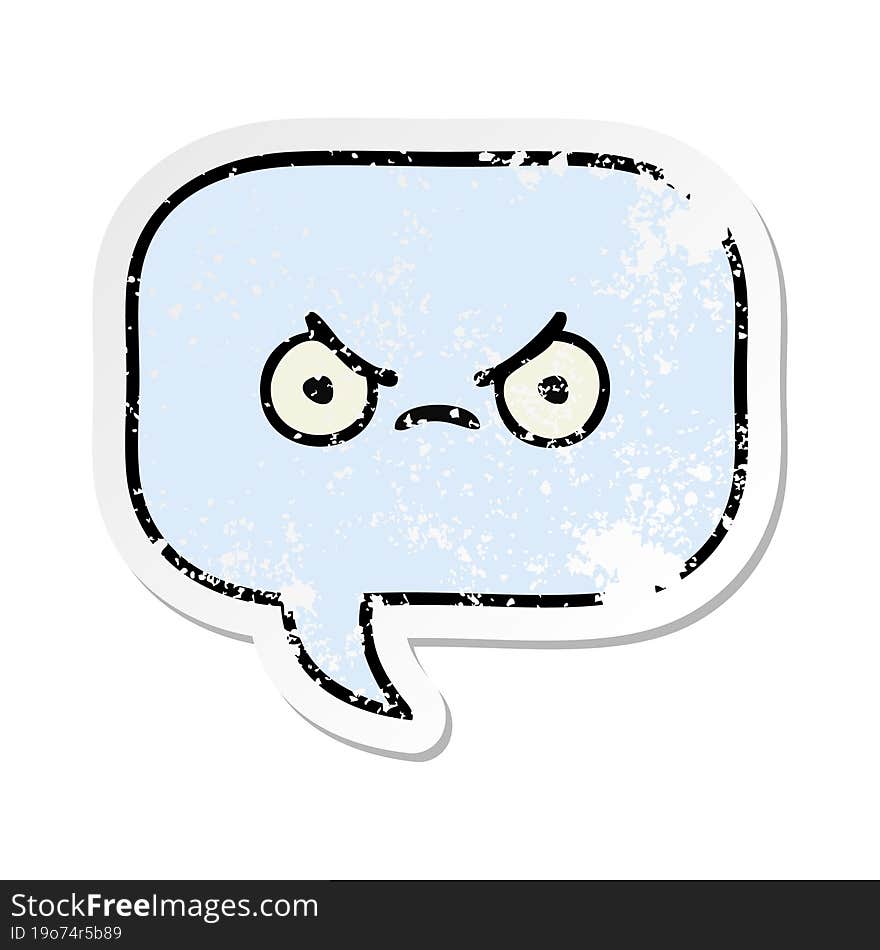 distressed sticker of a cute cartoon speech bubble