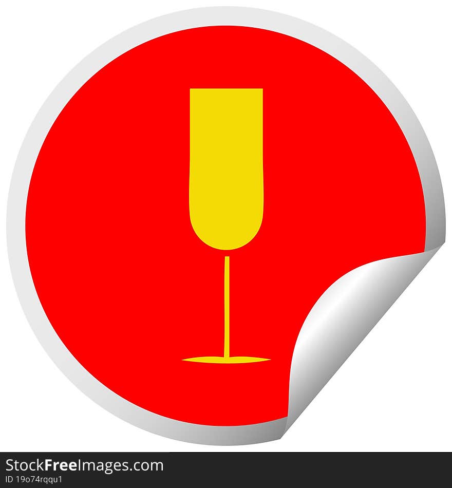 circular peeling sticker cartoon of a champagne flute