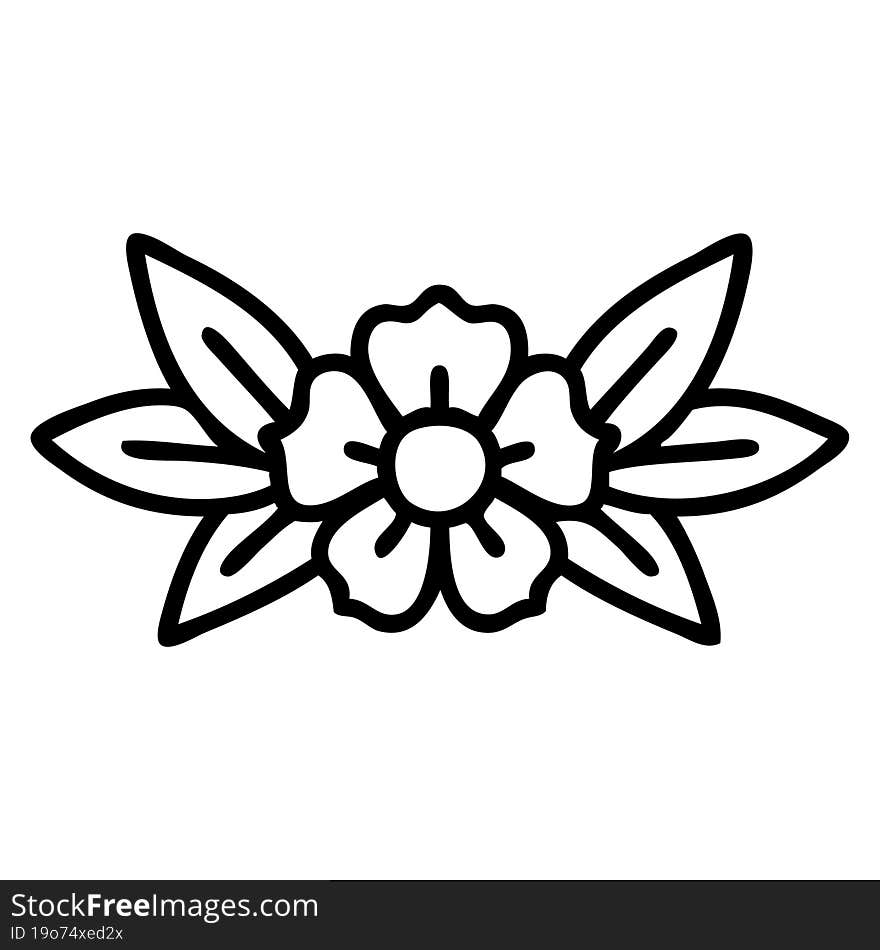 black line tattoo of a flower