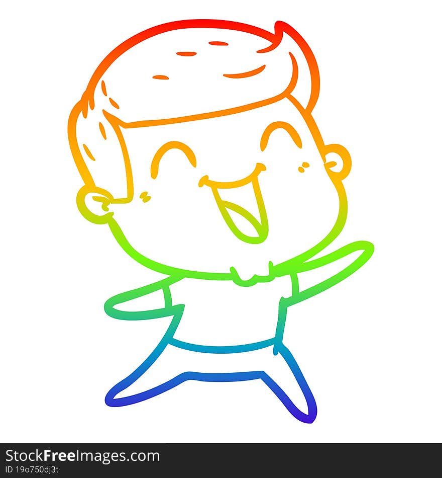 rainbow gradient line drawing of a cartoon man laughing