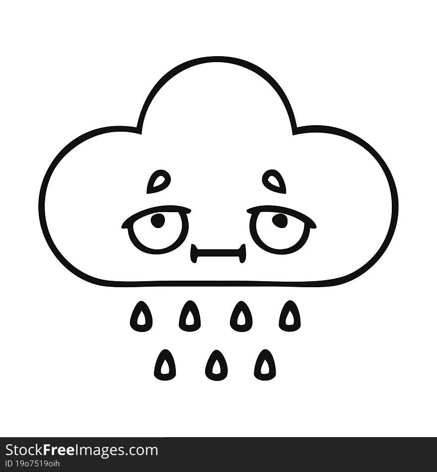 Line Drawing Cartoon Rain Cloud