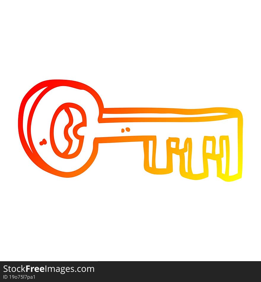 Warm Gradient Line Drawing Cartoon Gold Key