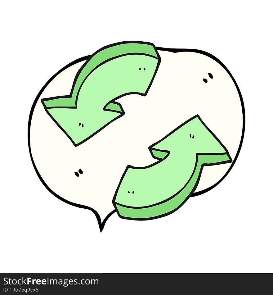 Speech Bubble Cartoon Recycling Arrows