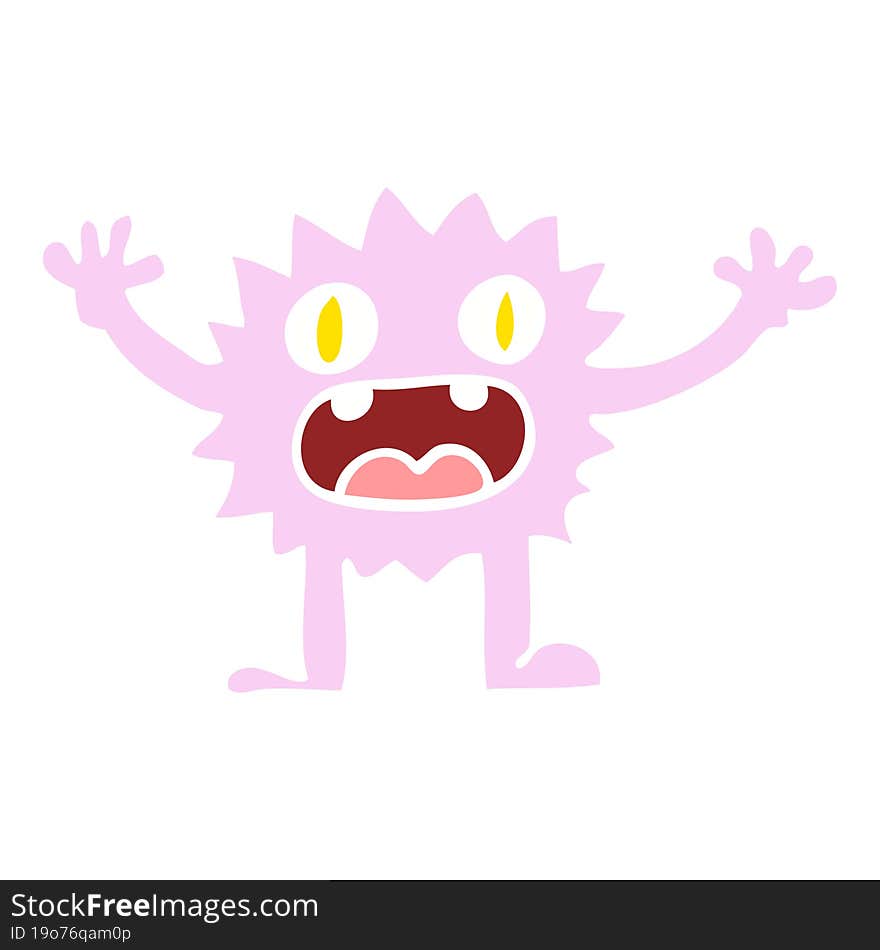 flat color illustration cartoon funny furry monster