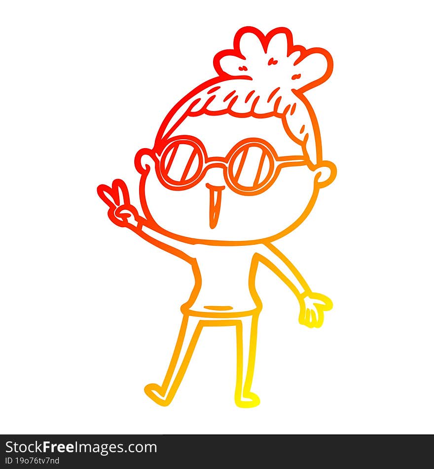 warm gradient line drawing cartoon woman wearing spectacles