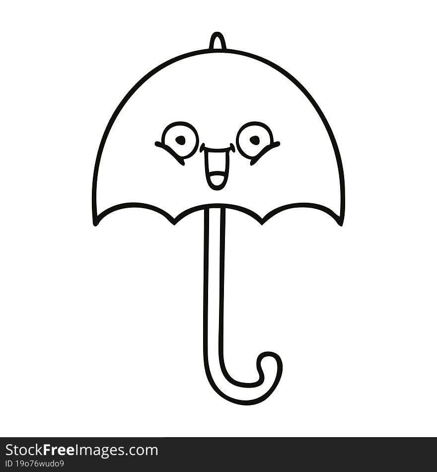 line drawing cartoon umbrella