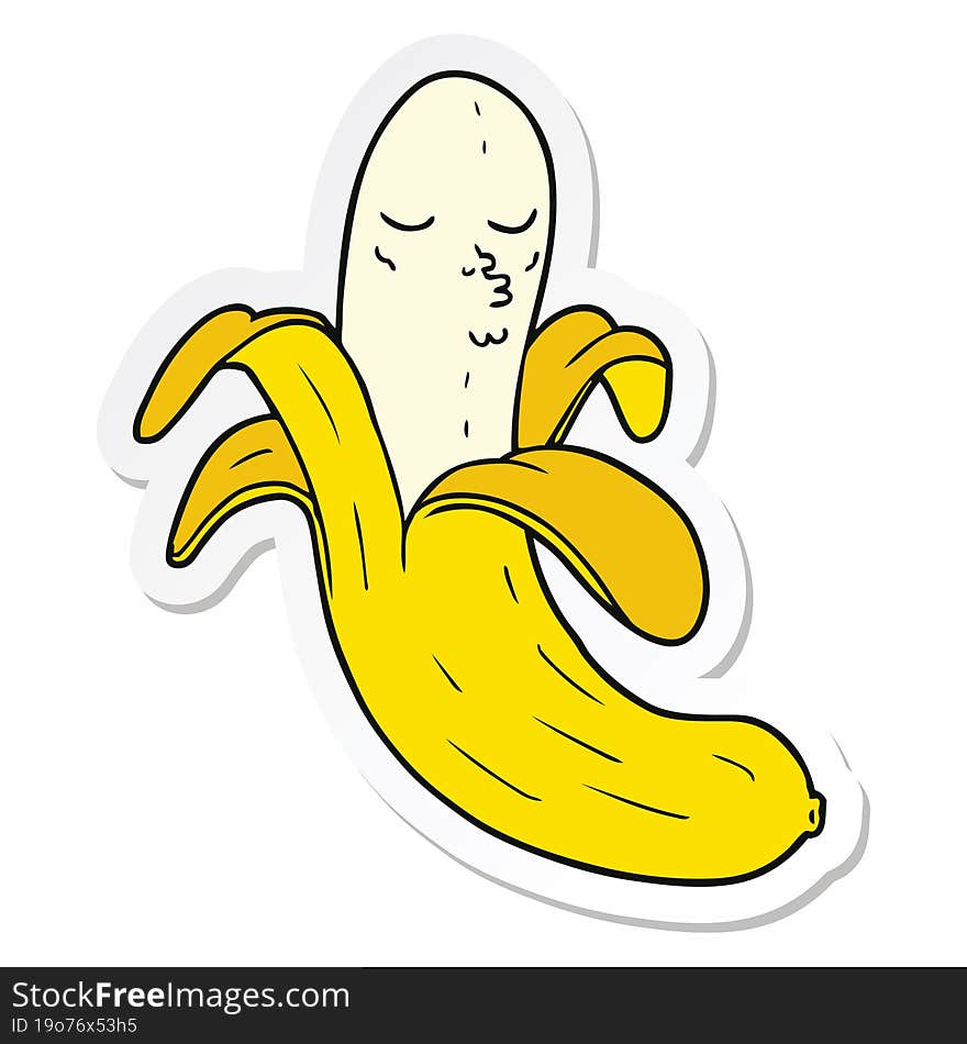 sticker of a cartoon best quality organic banana