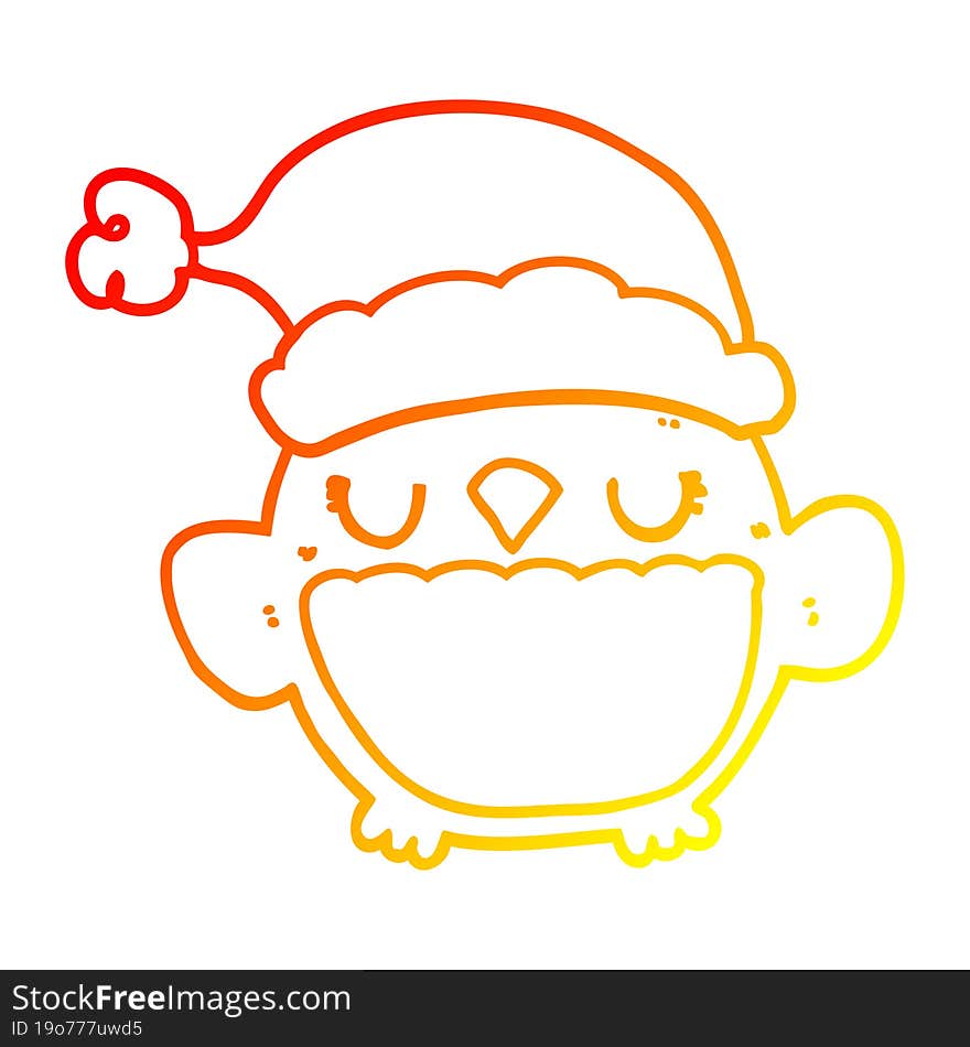 Warm Gradient Line Drawing Cute Christmas Owl