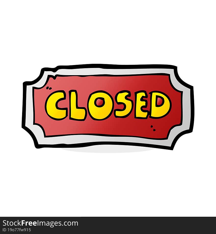 cartoon closed sign