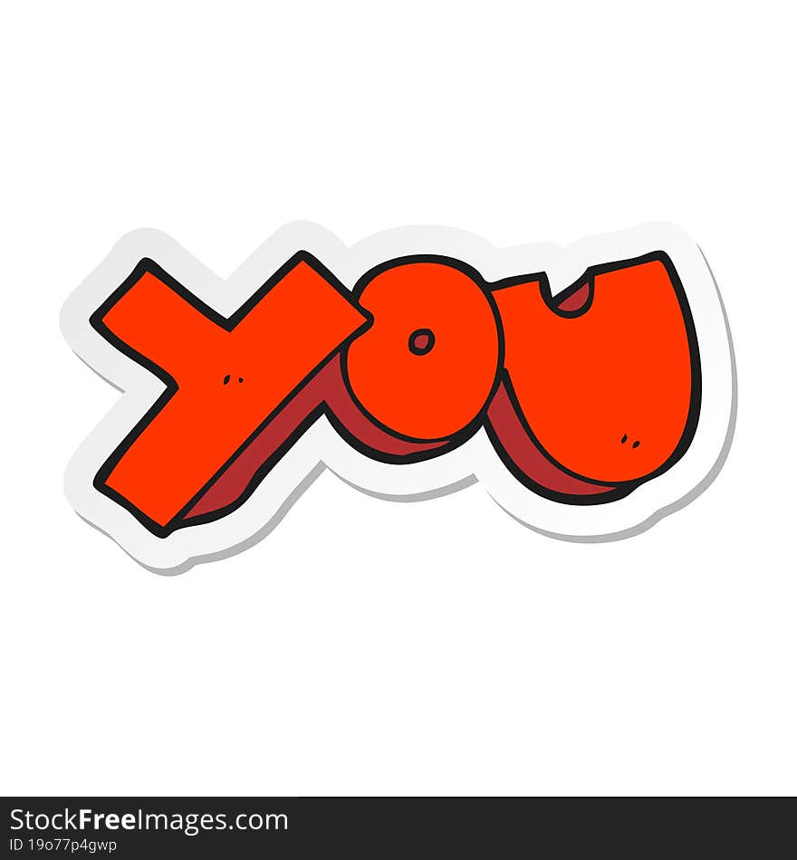 sticker of a cartoon you symbol