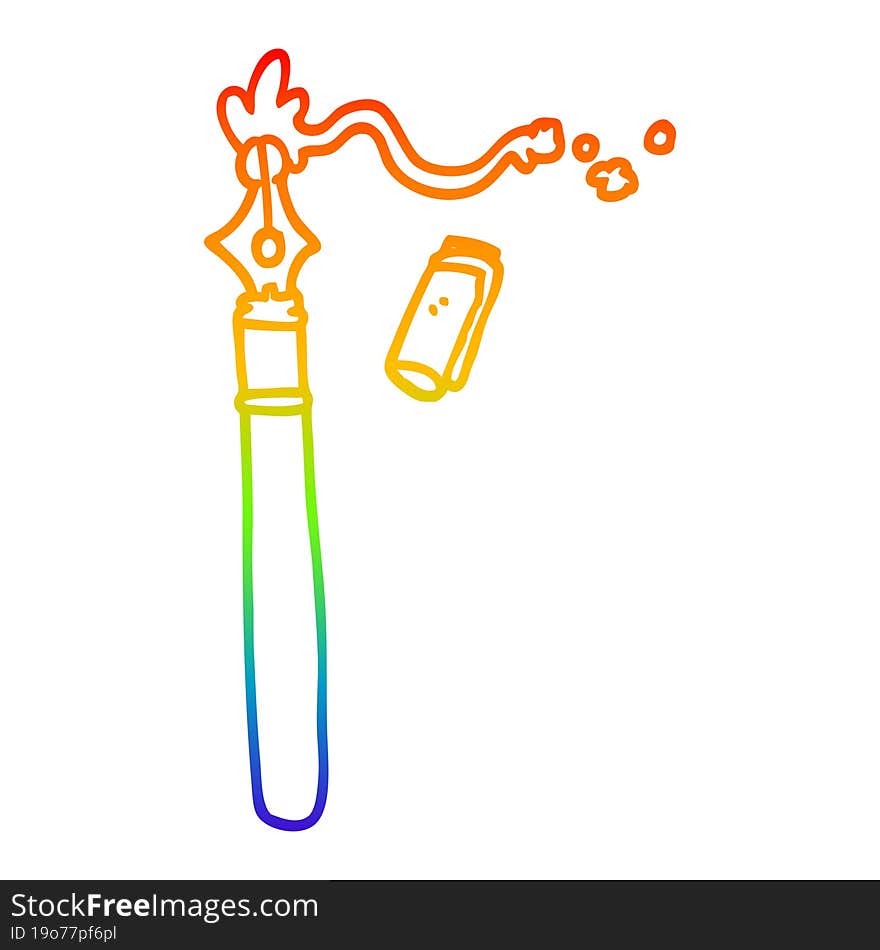 rainbow gradient line drawing cartoon fountain pen