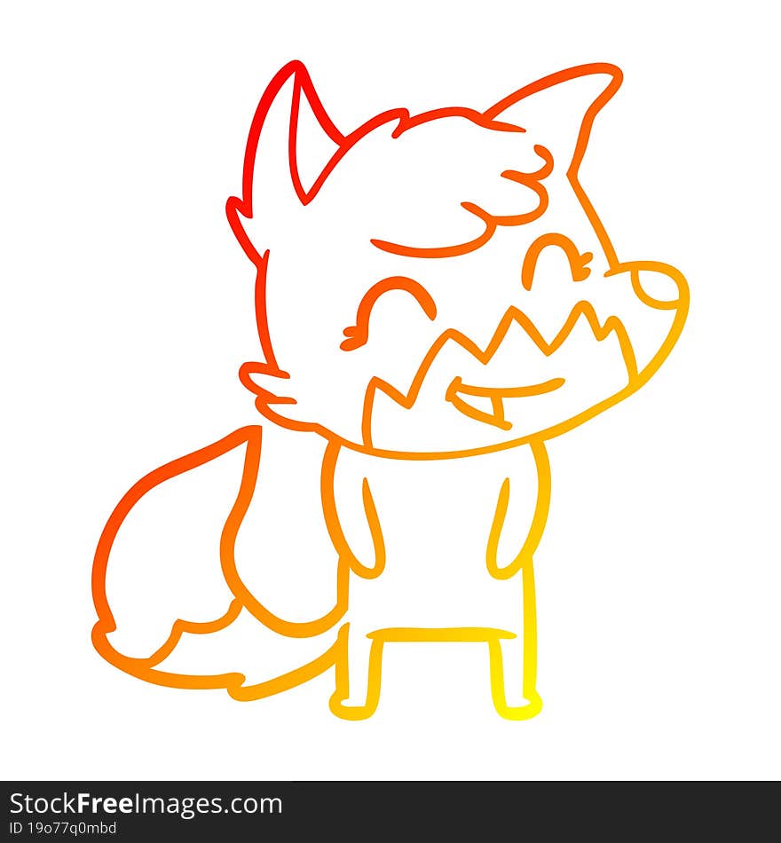 warm gradient line drawing happy cartoon fox