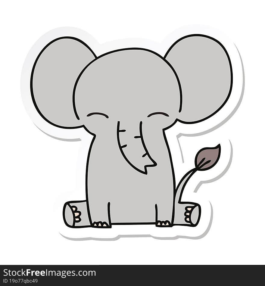 sticker of a quirky hand drawn cartoon elephant