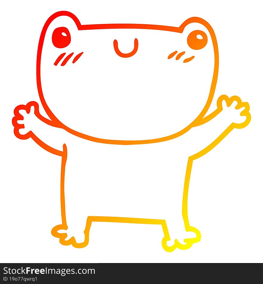 warm gradient line drawing cartoon frog