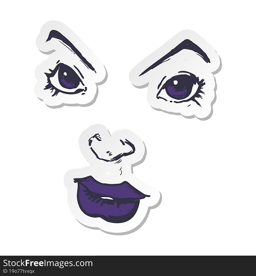 sticker of a cartoon comic book face