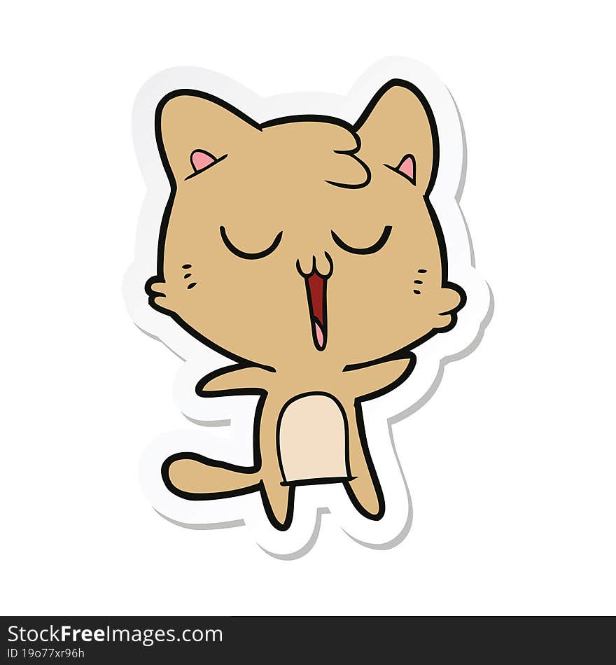 sticker of a cartoon cat singing