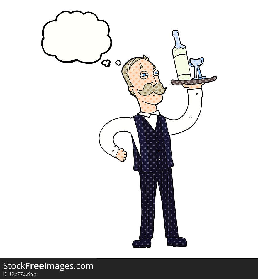 thought bubble cartoon waiter