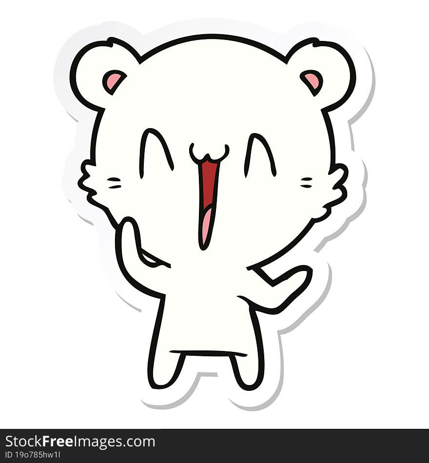 sticker of a laughing polar bear cartoon