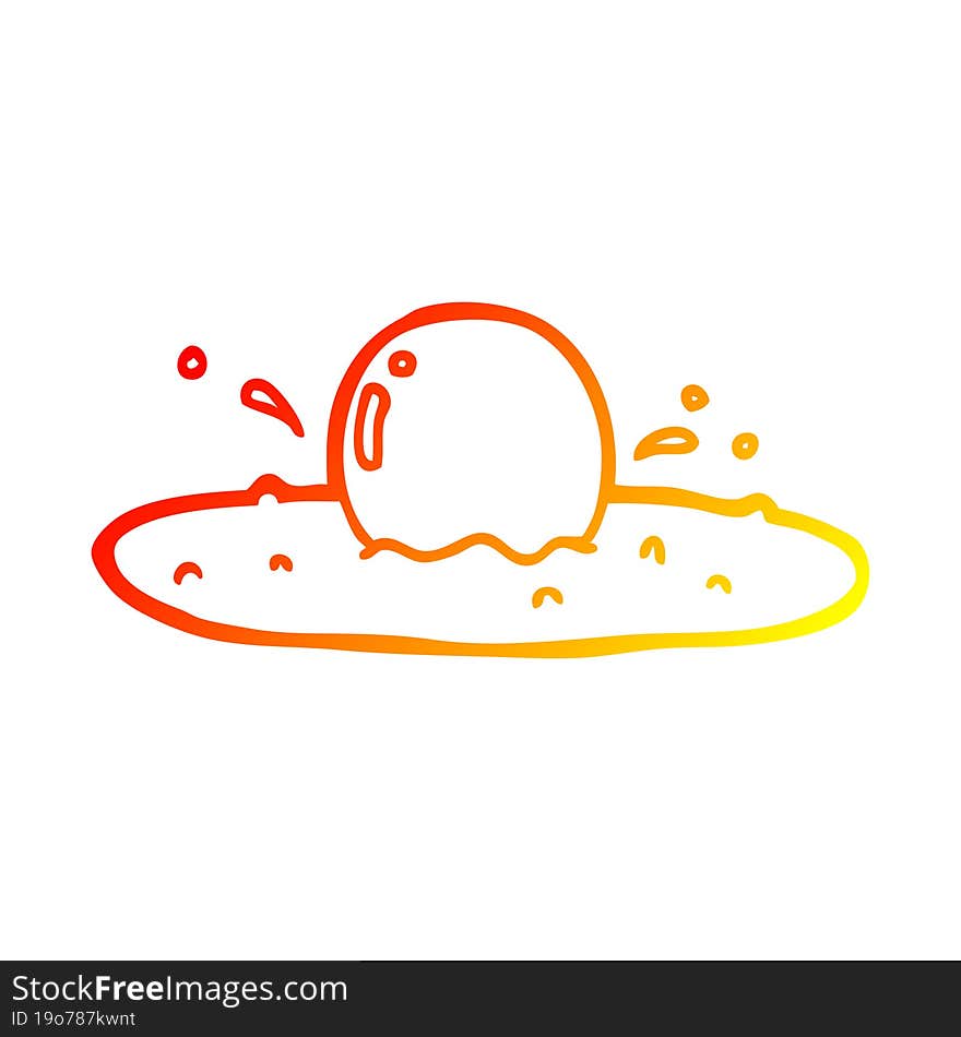 warm gradient line drawing of a cartoon fried egg