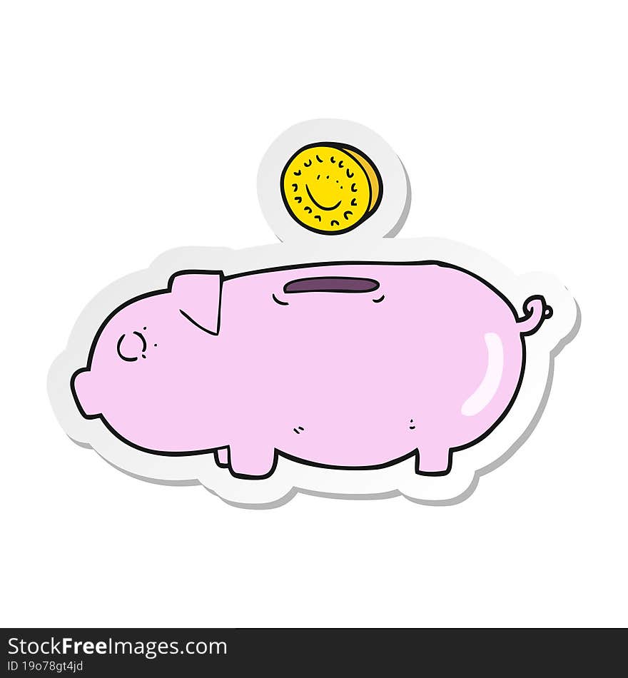 sticker of a cartoon piggy bank