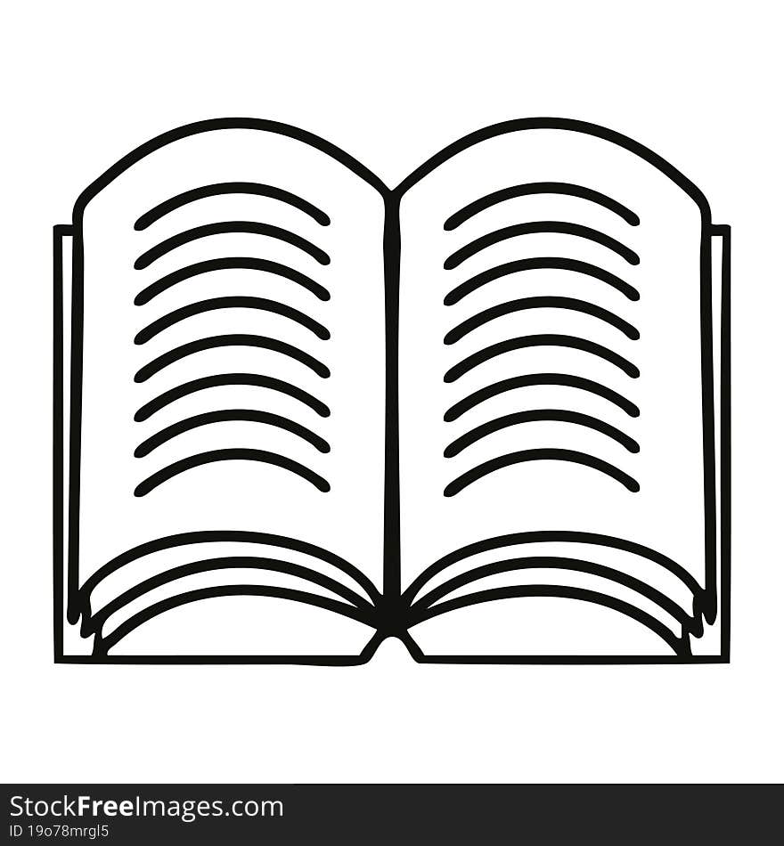 line drawing cartoon of a open book