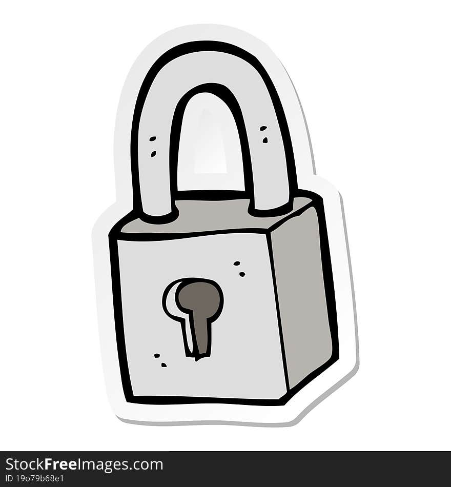 sticker of a cartoon padlock