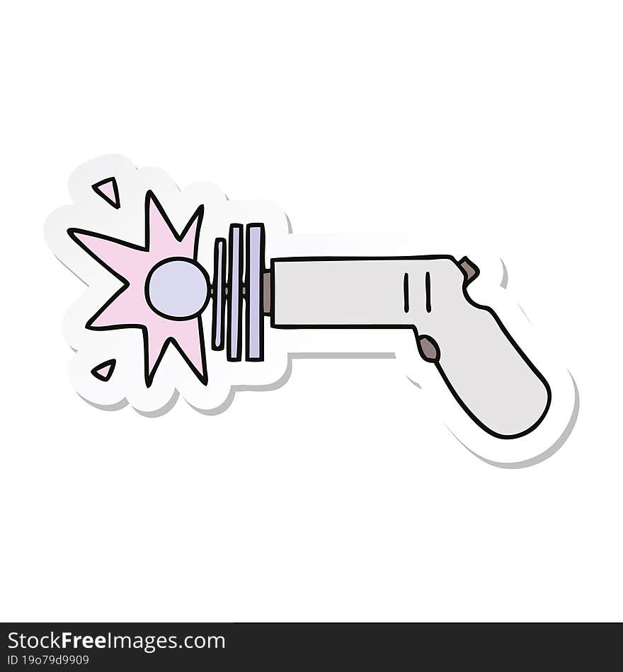 sticker of a quirky hand drawn cartoon ray gun