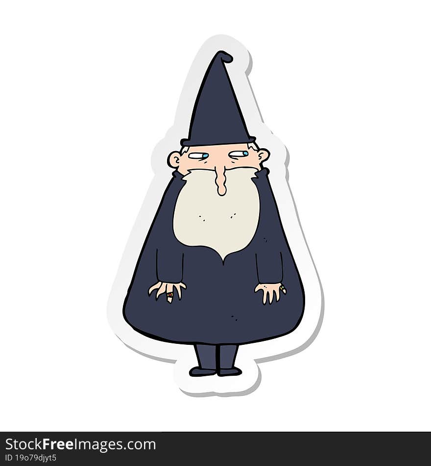 sticker of a cartoon wizard