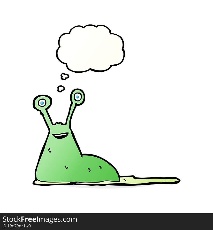 cartoon slug with thought bubble