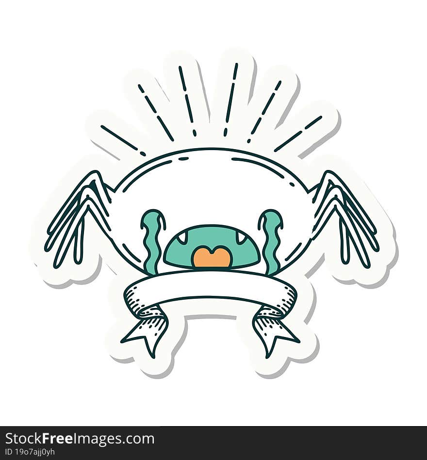 sticker of tattoo style crying spider