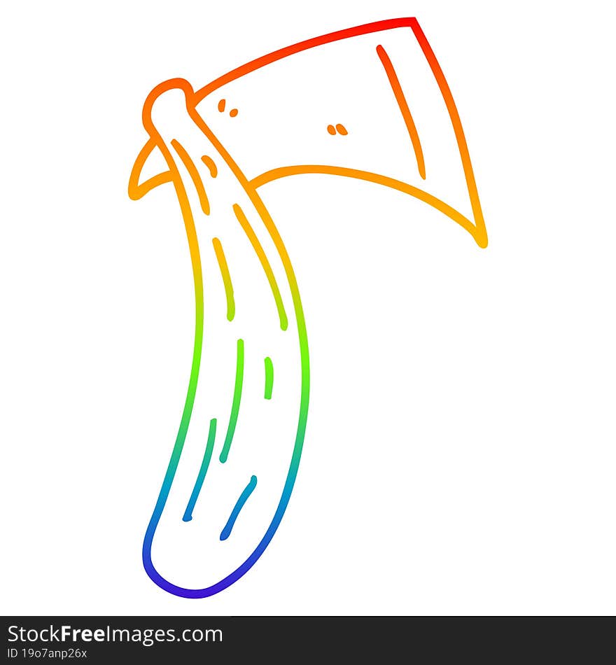 rainbow gradient line drawing cartoon sharp axe