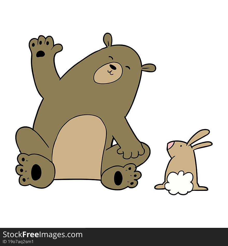 cartoon bear and rabbit friends. cartoon bear and rabbit friends