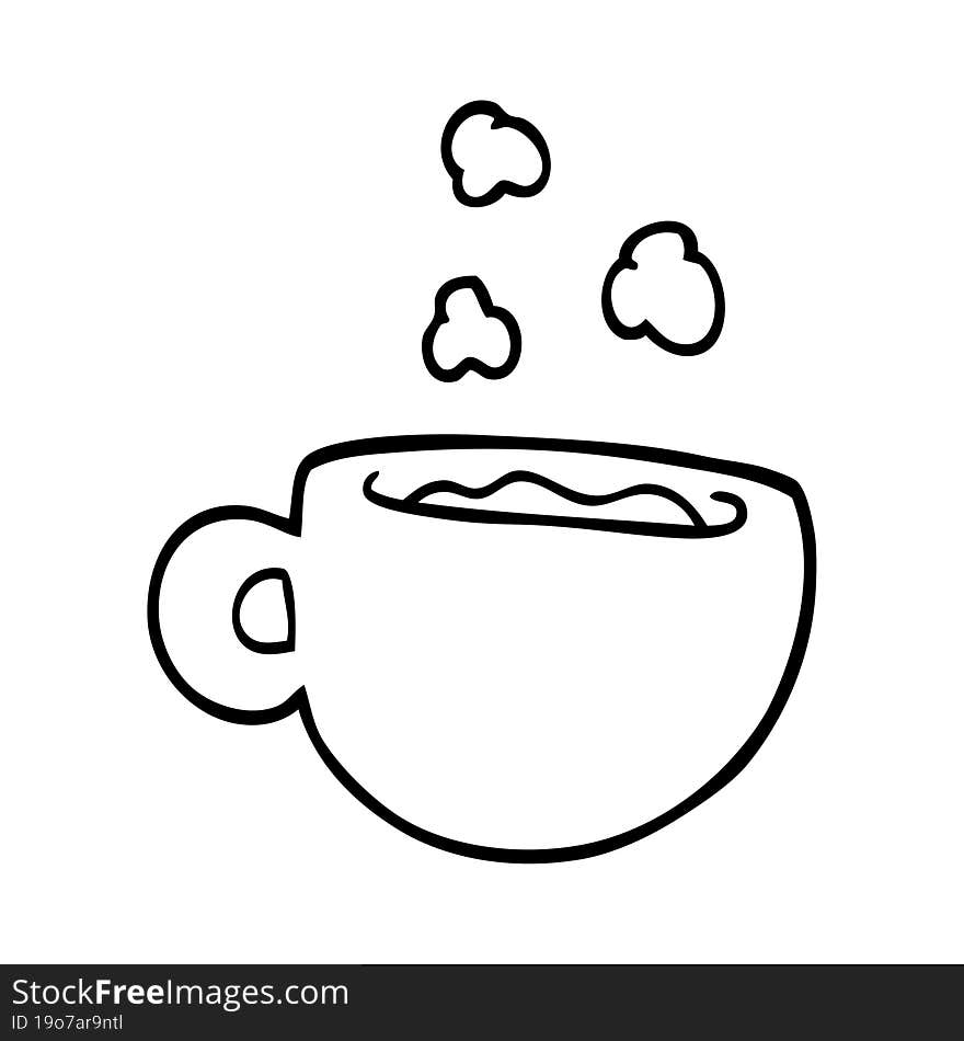 line drawing cartoon cup of tea