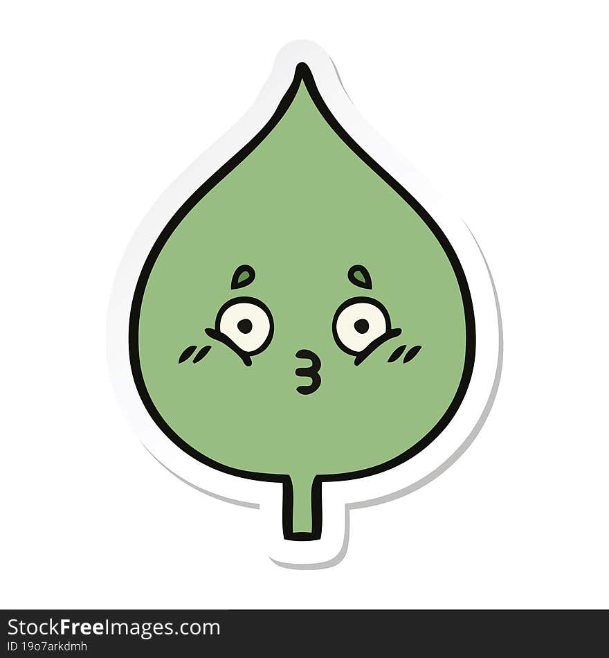 sticker of a cute cartoon expressional leaf