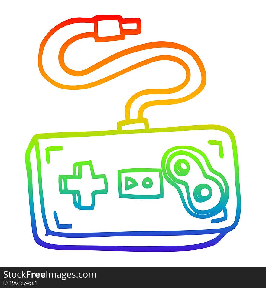 rainbow gradient line drawing cartoon game controller