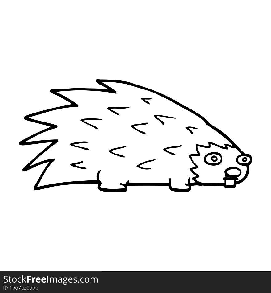 line drawing cartoon spiky hedgehog