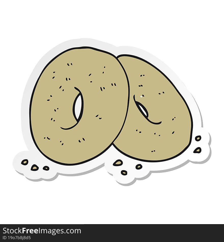 sticker of a cartoon bagels