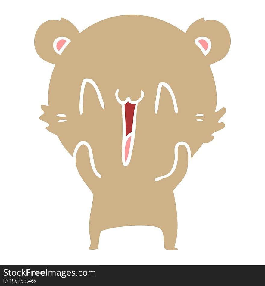 happy bear flat color style cartoon