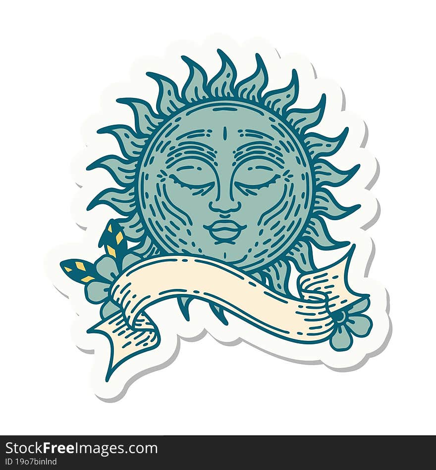 Tattoo Sticker With Banner Of A Sun