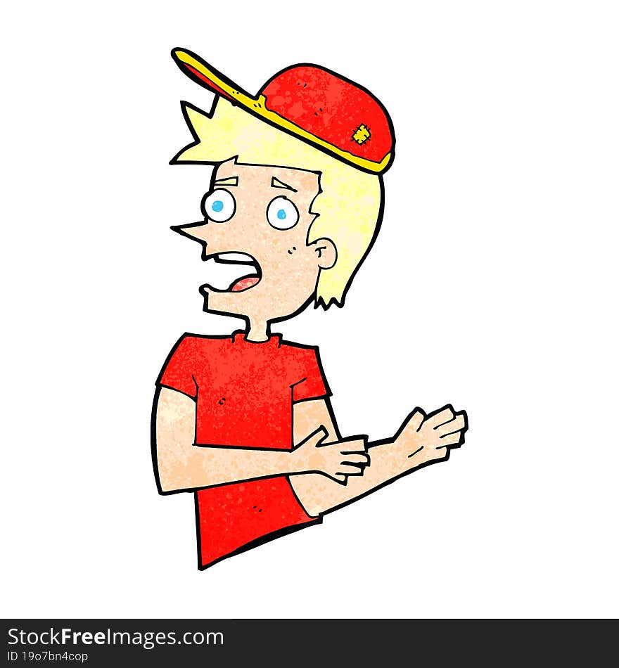 cartoon shocked man wearing cap