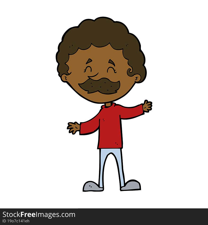 cartoon happy man with mustache